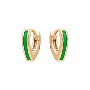 Boucles d’oreille en argent doré anneau forme V vert