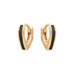 Boucles d’oreille en argent doré anneau forme V noir