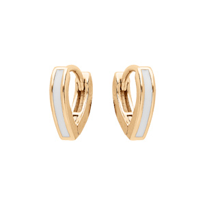 Boucles d’oreille en argent doré anneau forme V blanc