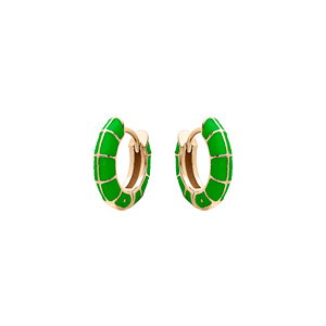 Créoles en argent doré anneau vert