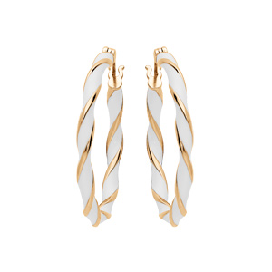 Créoles en argent doré anneau 25mm blanc torsadé