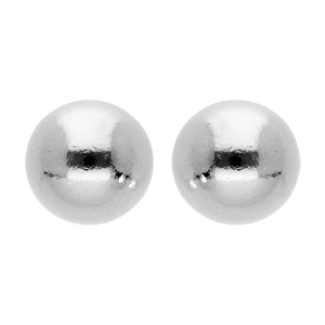 Boucles d’oreille en argent rhodié demi boule lisse 9mm et fermoir poussette
