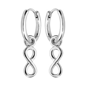 Créoles en argent rhodié articulée avec pampillet infini