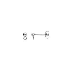 Boucles d’oreille tige boule de 3mm en argent rhodié pour charm’s à personaliser