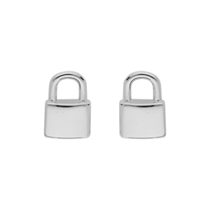 Boucles d’oreille en argent rhodié cadenas et fermoir poussette