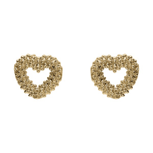 Boucles d’oreille tige argent doré coeur oxydes blancs