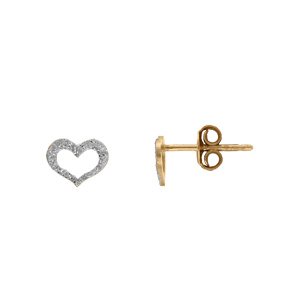 Boucles d’oreille tige argent doré coeur givré