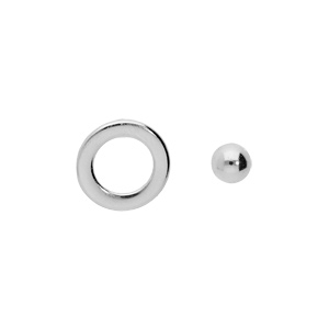 Boucles d’oreille en argent rhodié 1 boule et 1 cercle évidé et fermoir poussette