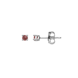 Boucles d’oreille en argent rhodié pierre véritable Grenat 2.5mm et fermoir poussette
