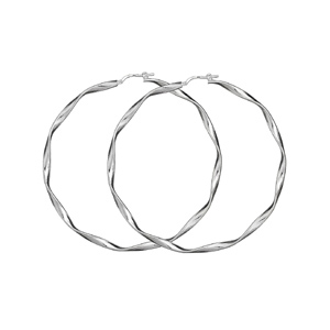 Créoles en argent torsadées diamètre 64mm
