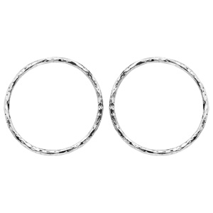 Boucles d’oreille en argent rhodié cercle martelé 25mm de fermoir poussette