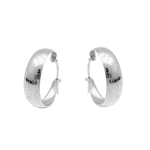 Créoles en argent rhodié effet piqué petit modèle 20mm