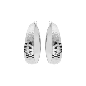 Créoles en argent rhodié martelée moyen modèle 25mm