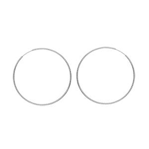 Créoles en argent rhodié fil diamanté en 1,5mm et diamètre 54mm