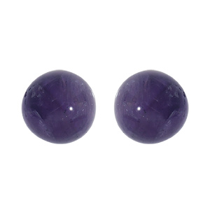 Boucles d'oreille en argent passivé boule en pierre Dumortiérite et fermoir poussette