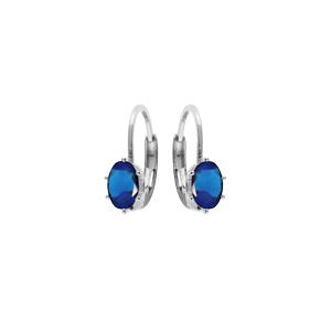 Boucles d'oreille en argent rhodié oxyde bleu foncé serti, fermoir dormeuse