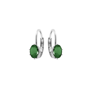 Boucles d'oreille en argent rhodié oxyde vert serti, fermoir dormeuse