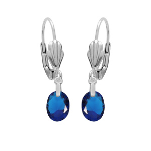Boucles d’oreille en argent rhodié oxyde bleu foncé faceté forme goutte suspendue et fermoir dormeuse