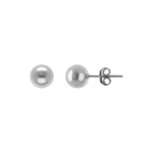 Boucles d’oreilles en argent rhodié boule de 10mm et fermoir poussette