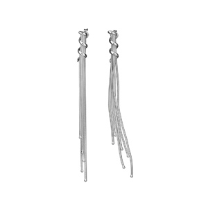 Boucles d’oreilles pendantes en argent multi-chaînes reliées par un serpentin lisse et fermoir poussette