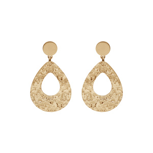 Boucles d’oreille en argent et dorure jaune goutte martelée avec fermoir poussette