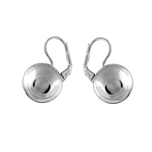 Boucles d’oreilles en argent rhodié boule de 14mm et fermoir dormeuse