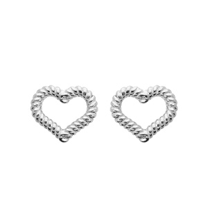 Boucles d’oreille en argent rhodié coeur torsadé ajouré et fermoir poussette