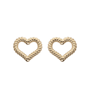 Boucles d’oreille en argent rhodié et dorure jaune coeur torsadé ajouré et fermoir poussette