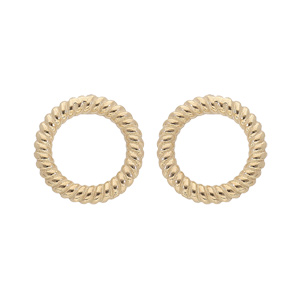 Boucles d’oreille en argent rhodié et dorure jaune cercle torsadé évidé et fermoir poussette