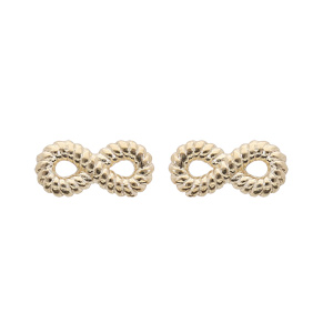 Boucles d'oreille en argent rhodié et dorure jaune symbole infini torsadé et fermoir poussette