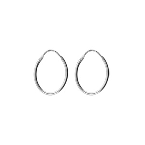 Créoles en argent rhodié ovale lisse dimensions 22x17