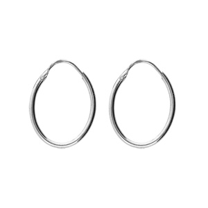 Créoles en argent rhodié ovale lisse dimensions 32×24