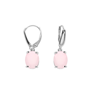 Boucles d’oreille dormeuse argent rhodié oxyde ovale 10 x 7.5mm rose opaque