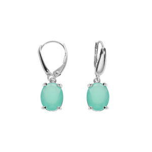 Boucles d’oreille dormeuse argent rhodié oxyde ovale 10 x 7.5mm vert opaque