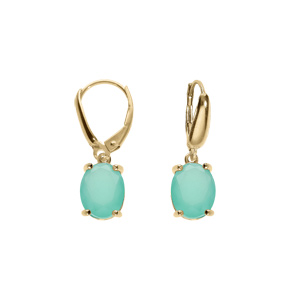 Boucles d’oreille dormeuse argent doré oxyde ovale 10 x 7.5mm vert opaque