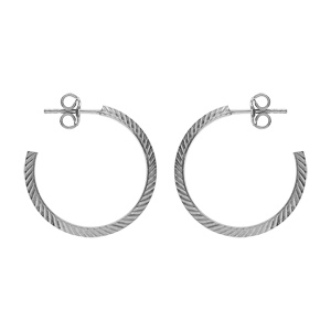 Créoles tige argent rhodié tube triangle 20mm