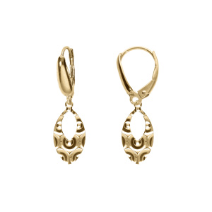 Boucles d’oreille dormeuse argent doré ovale martelé
