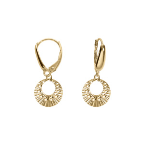 Boucles d’oreille dormeuse argent doré jaune cercle martelé