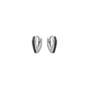 Créoles en argent rhodié articulée forme v couleur noire