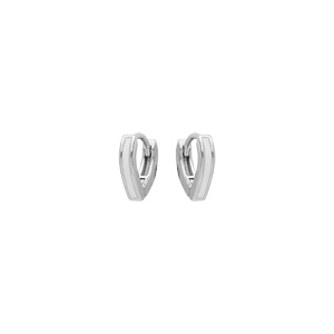 Créoles en argent rhodié articulée forme v couleur blanche