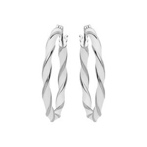 Créoles en argent rhodié articulée 25mm blanche