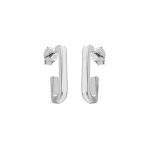 Créoles en argent rectangulaire blanche