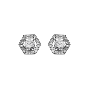 Boucles d’oreille tige en argent rhodié avec oxydes blancs