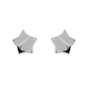 Boucles d’oreilles en argent rhodié étoile lisse et fermoir poussette