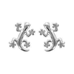 Boucles d’oreilles en argent salamandre lisse et fermoir poussette