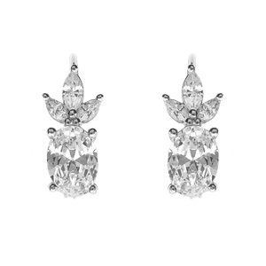 Boucles d’oreille dormeuse argent rhodié oxydes blancs
