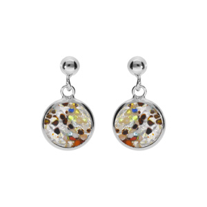 Boucles d’oreille en argent rhodié pastille 10mm Murano véritable boréale
