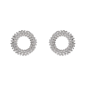 Boucles d&rsquo;oreille argent rhodié claire rond évidé perlé