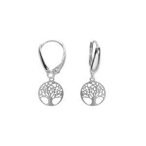 Boucles d’oreille dormeuse argent rhodié arbre de vie 10mm