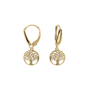 Boucles d’oreille dormeuse argent doré arbre de vie 10mm